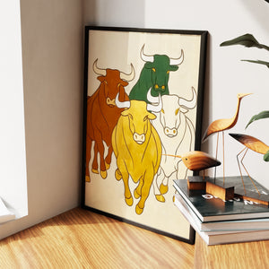 Brazen Bulls Striding — Brazen Bulls Striding New Living Room Wall Apartment Zoom 228