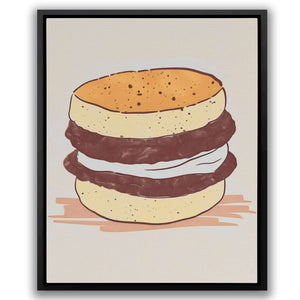 Breakfast Sandwich - Minimalist Wall Art in Black Frame