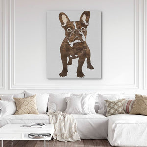 Brown Frenchie Portrait - Modern Neutral Canvas Wall Art