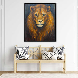 Brown Lion - Big Cat Wall Art in Black Frame