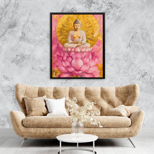 Buddha Meditatio - Gold Canvas Wall Art