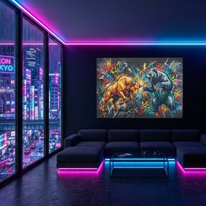Bull Bear Clash — Bull Bear Clash Blue Pink Neon Room Land 56