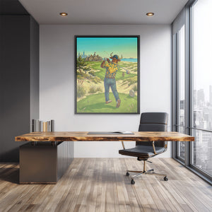 Bull Driver Box canvas wall art, room view