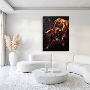 Bull Ember Charge - Luxury Wall Art
