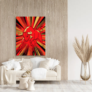 Bull Red Charge — bull red charge sq beige art room 1port flush print