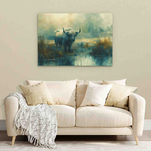 Bull Reflection - Large Canvas Print