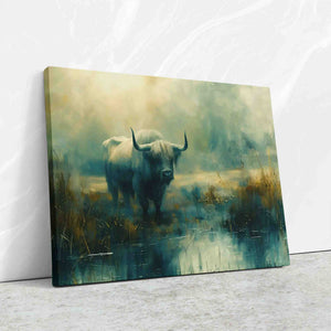 Bull Reflection - Wall Art in Black Frame