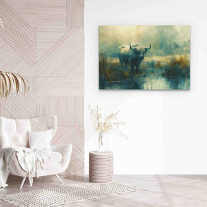 Bull Reflection - Bull Wall Art in Black Frame