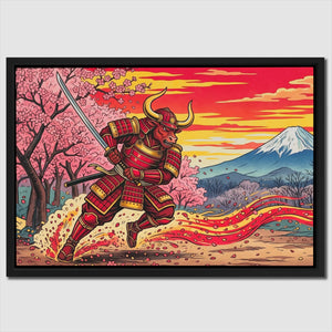 Bull Samurai Charging - Luxury Wall Art