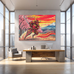 Bull Samurai Charging - Luxury Wall Art