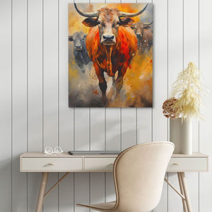Bull Stampede - Animals Art