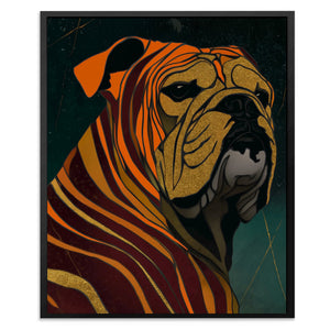 Bulldog Burgundy Nouveau canvas wall art, room view