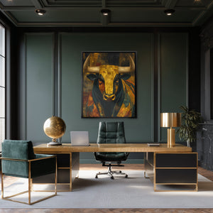 Bull's Amber Fury - Luxury Wall Art