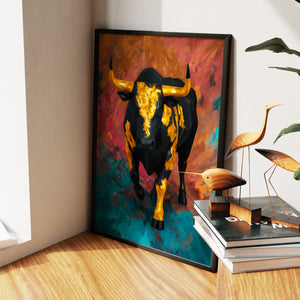 Bull's Inferno Charge II - Luxury Wall Art