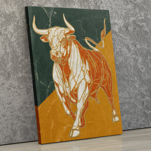Bull's Molten Charge - Abstract Earth Tones Canvas Wall Art