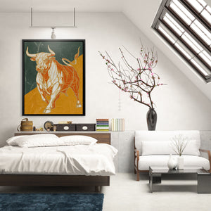 Bull's Molten Charge - Large Abstract Canvas Print