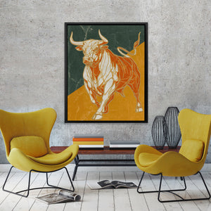 Bull's Molten Charge - Abstract Earth Tones Canvas Wall Art