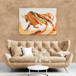 Bull's Molten Charge - Earth Tones Bull Canvas Print