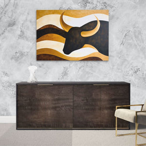 Bull’s Silhouette - Man Cave Wall Art in Black Frame