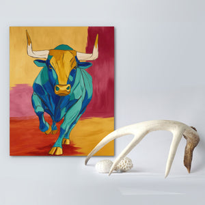 Bull's Turquoise Storm - Luxury Wall Art