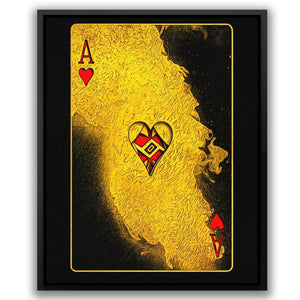 Burning Ace of Hearts - Black Canvas Wall Art