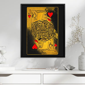 Burning Jack of Hearts - Poker Wall Art in Black Frame