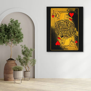 Burning Jack of Hearts - Black Canvas Wall Art