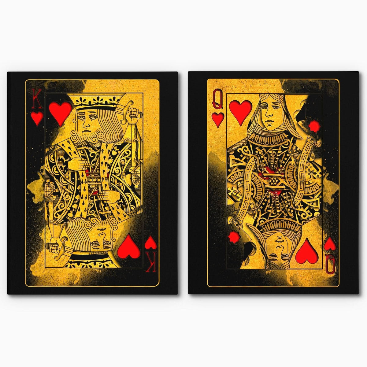 Burning Royal Hearts Couple - Couples Canvas Wall Art