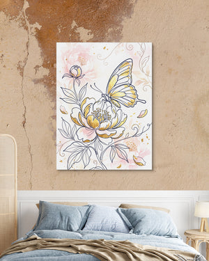 Butterfly Golden Peony โ butterfly golden peony psd mocha bedroom 1port flush print