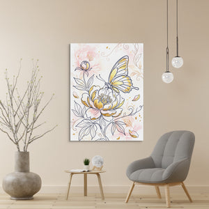 Butterfly Golden Peony โ butterfly golden peony sq beige wall 1port flush print