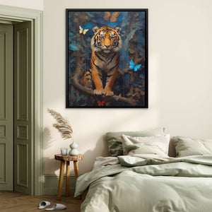 Butterfly Tiger - Blue Canvas Wall Art
