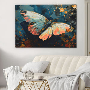 Butterfly Watercolor - Black Horizontal Canvas Print