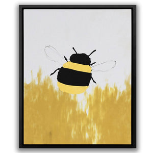 Buzzing Bumblebee - Minimalist Wall Art in Black Frame