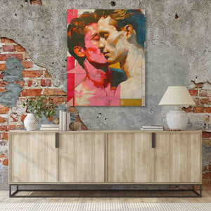 a painting of a man on a brick wall