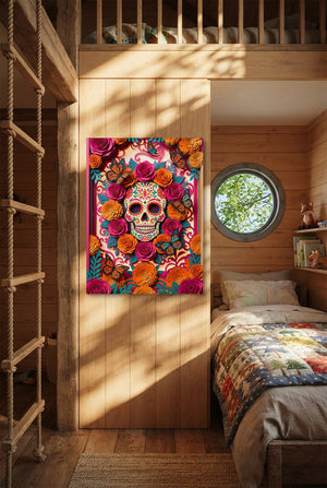 Calavera Marigold Monarchs — calavera marigold monarchs p bedroom with loft area 1port flush print