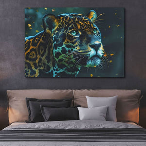 Calming Gaze Leopard - Green Canvas Wall Art