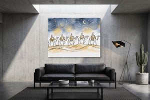 Camel Caravan Gold Line โ camel caravan gold line modern minimalist living room 1land flush print