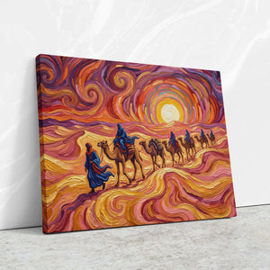 Camel Caravan Sunset โ Camel Caravan Sunset Against Wall4x5 Reflect2 11