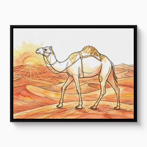 Camel Desert Sunset โ camel desert sunset white studio framed black