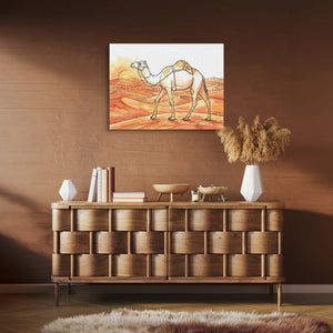 Camel Desert Sunset โ camel desert sunset sq brown room clean 1land flush print