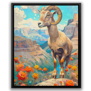 Canyon Ram - Floral Canvas Print