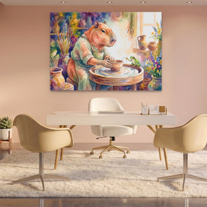 Capybara Crafting Clay โ Capybara Crafting Clay Pink Office Land 141