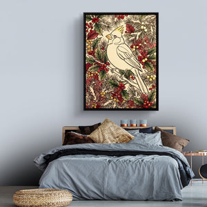 Cardinal Winter Berries โ cardinal winter berries sq land comfortable bedroom 1port framed black