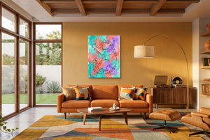 Cat Dreamy Watercolor โ cat dreamy watercolor living room interior space 1port flush print