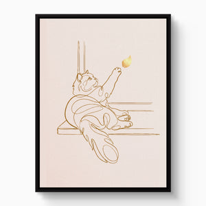 Cat Golden Reach — cat golden reach white studio framed black