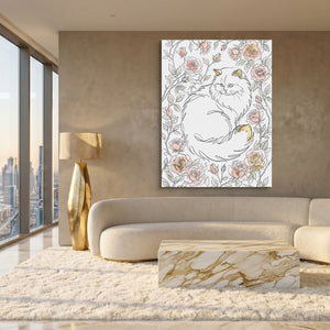 Cat Golden Roses โ cat golden roses sq white gold lux 1port flush print