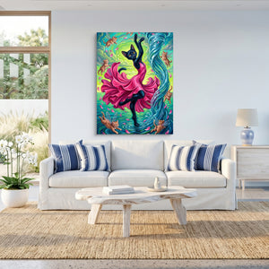 Cat's Water Dance โ cat's water dance sq beach house 1port flush print
