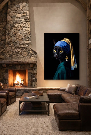 Cat with a Pearl Earring - Luxury Wall Art
