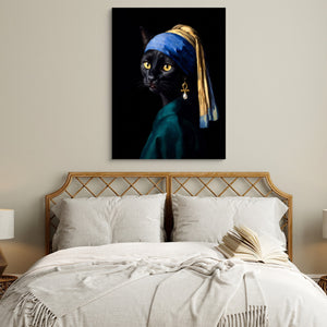 Cat with a Pearl Earring โ cat with a pearl earring sq white bedroom 1port flush print