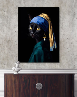 Cat with a Pearl Earring โ cat with a pearl earring psd light cement dark console 1port flush print